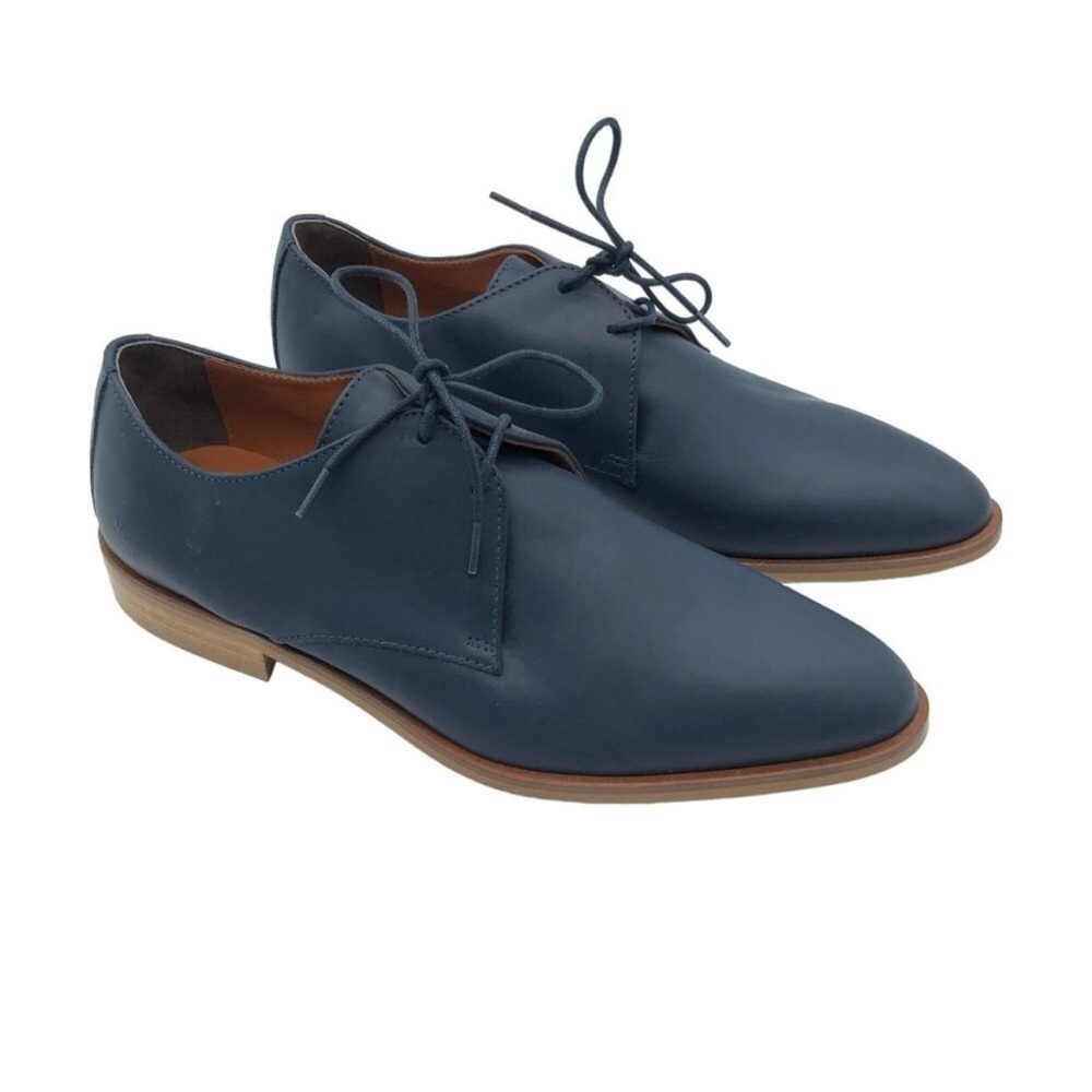 Like New Everlane Womens The Modern Oxford Shoes Leather Lace Up Navy Blue Sz 8